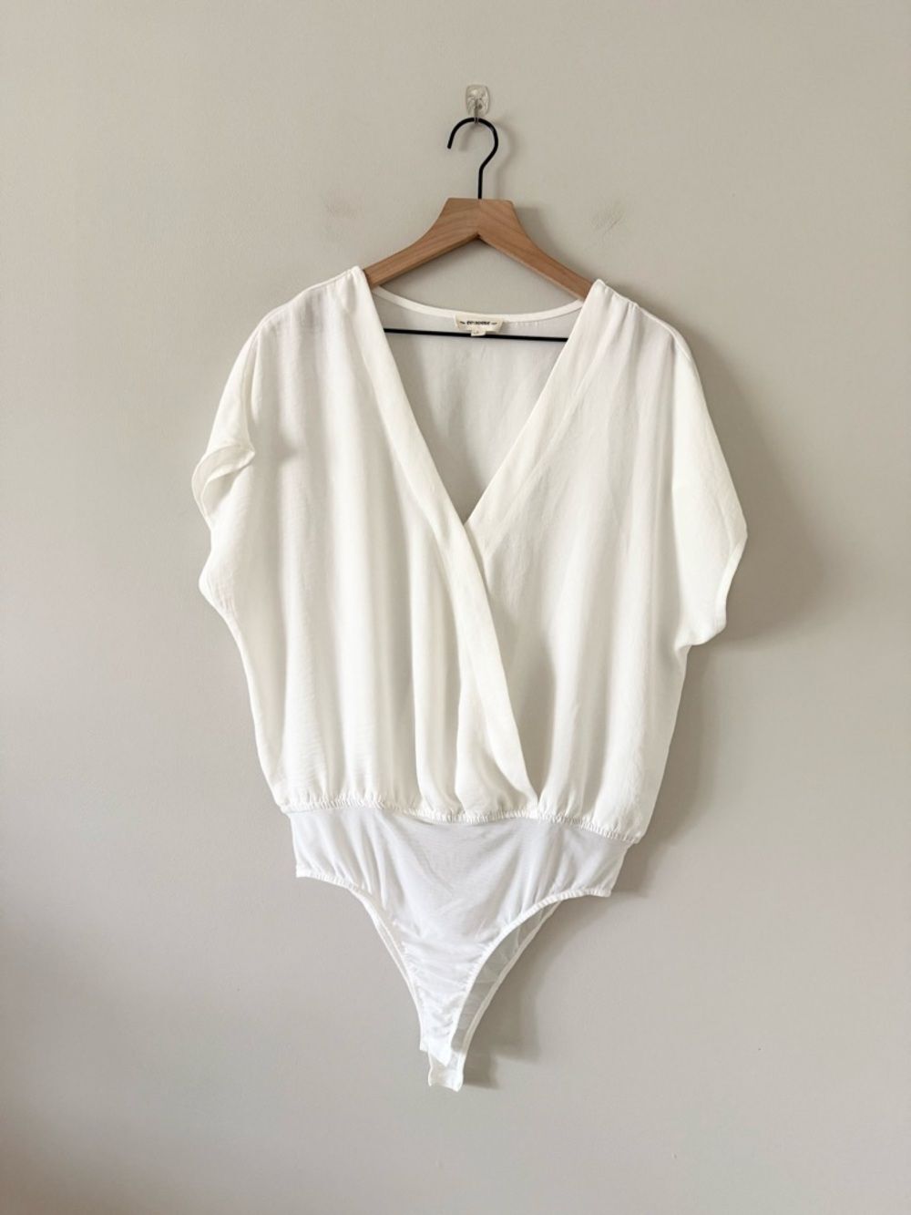 ee: some Off White Draped Faux Wrap Front Bodysuit Size L